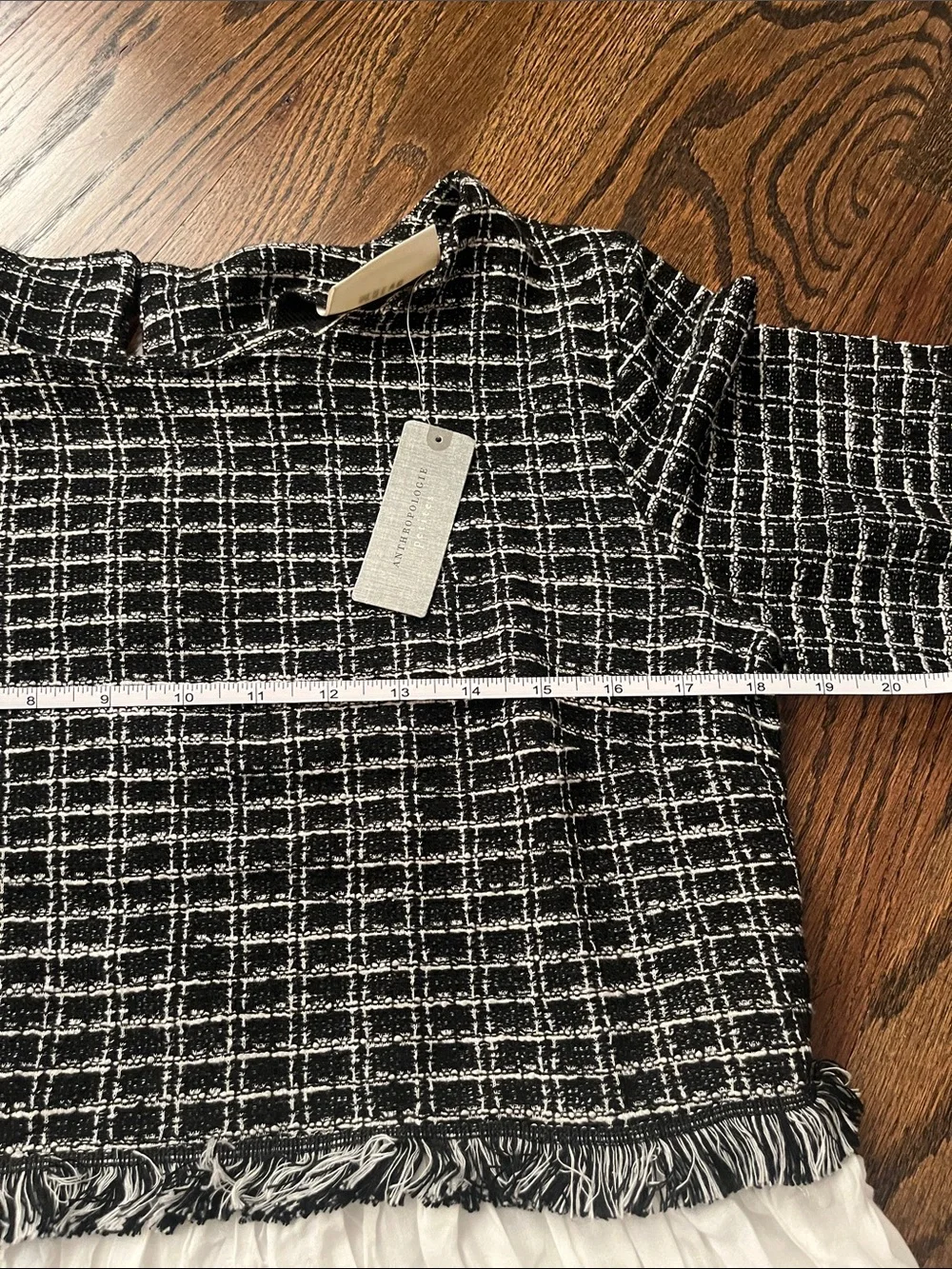 Anthropologie Maeve Tweed Twofer Black & White Tweed-Look Layered Hem Top